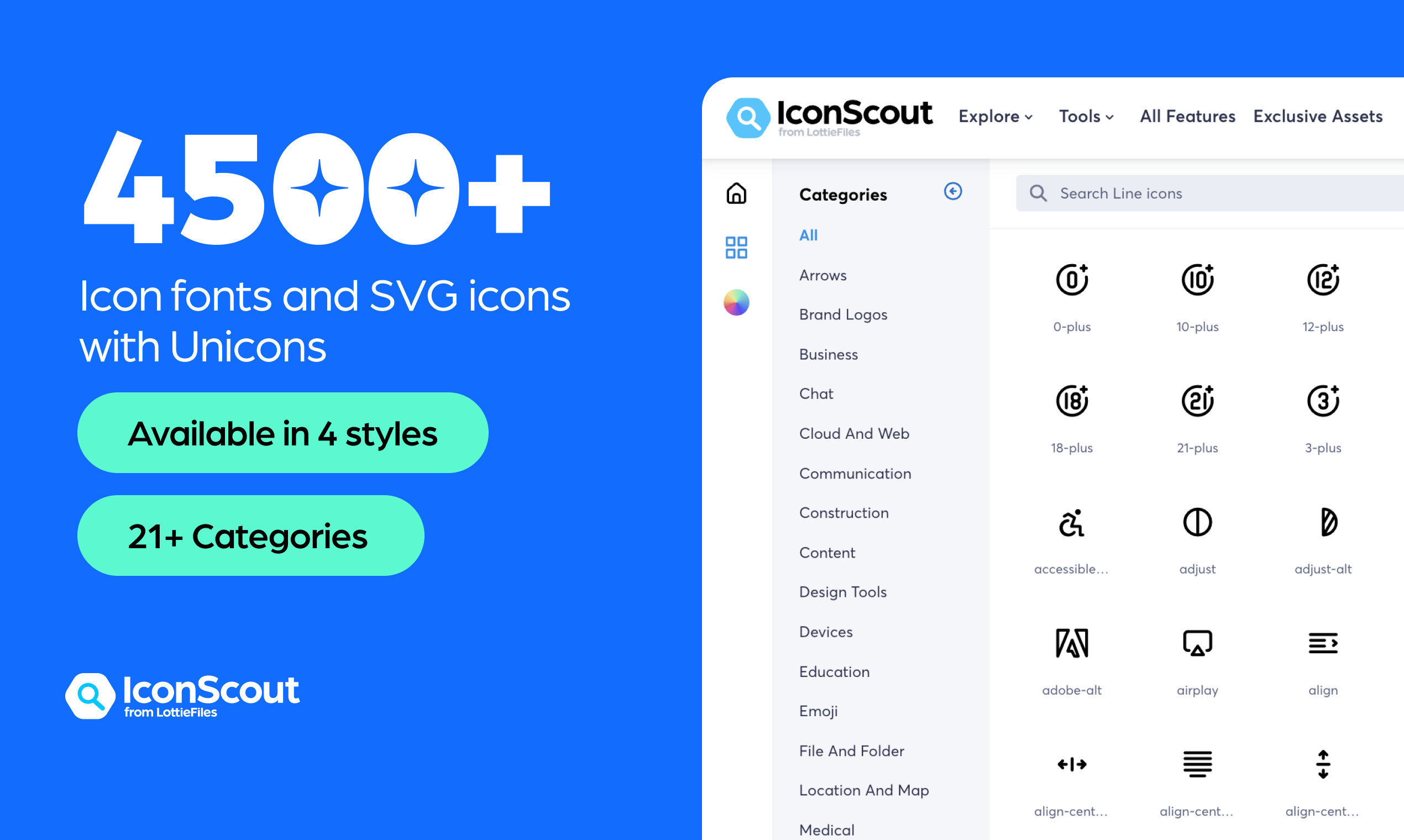 Média IConscout Unicons - Une bibliothèque remplie de 4500 icônes SVG et des polices d'icônes 1