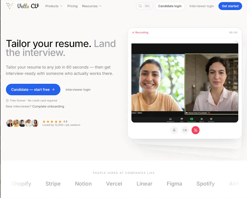VettaCV screenshot 1