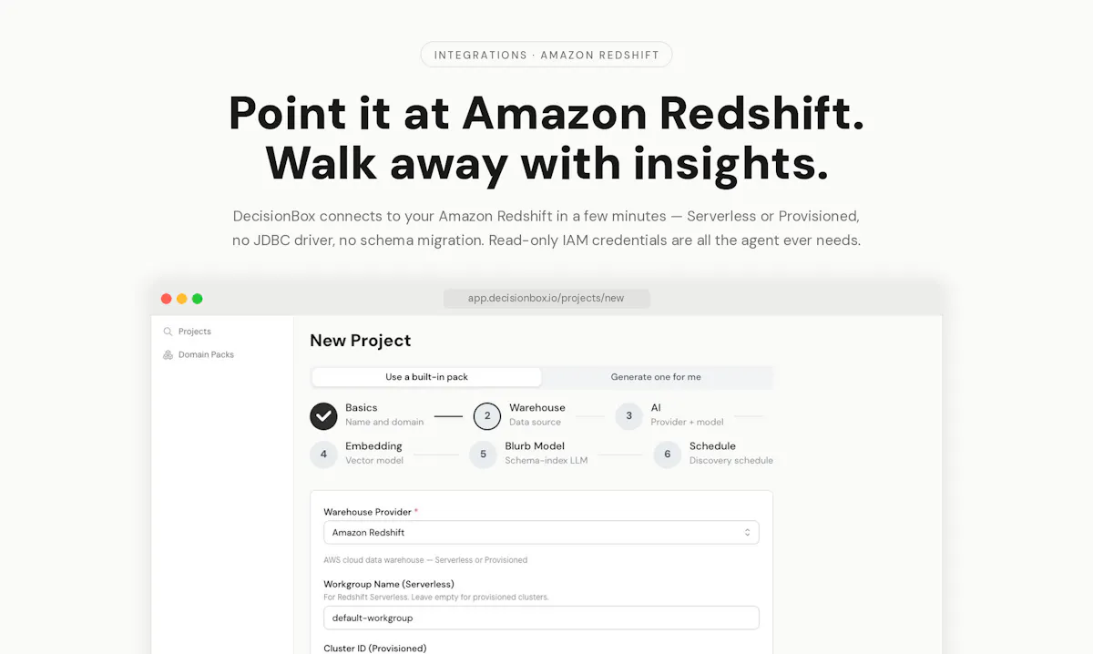 DecisionBox for Amazon Redshift