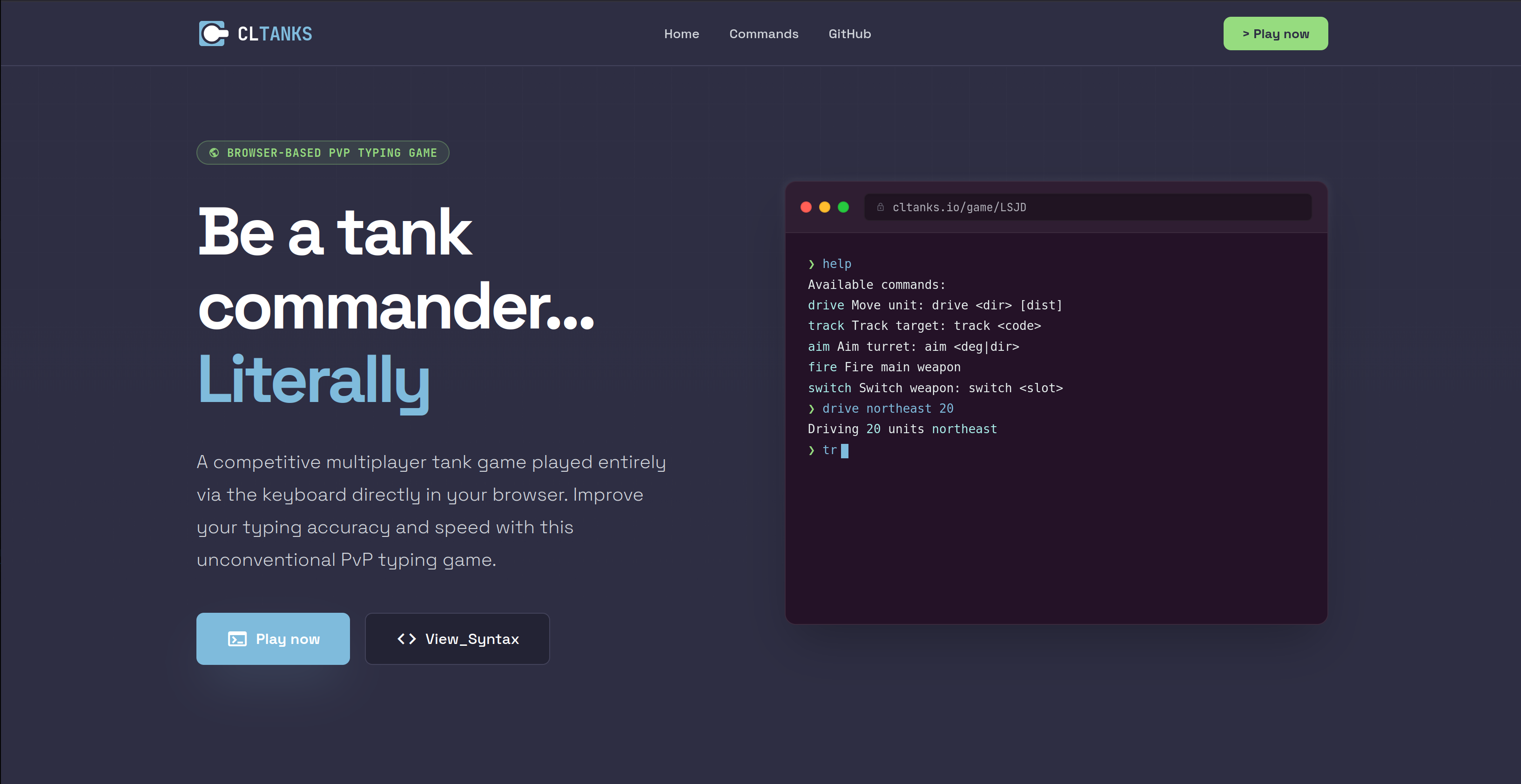 Command Line Tanks - Main product screenshot demonstrating key features and user interface