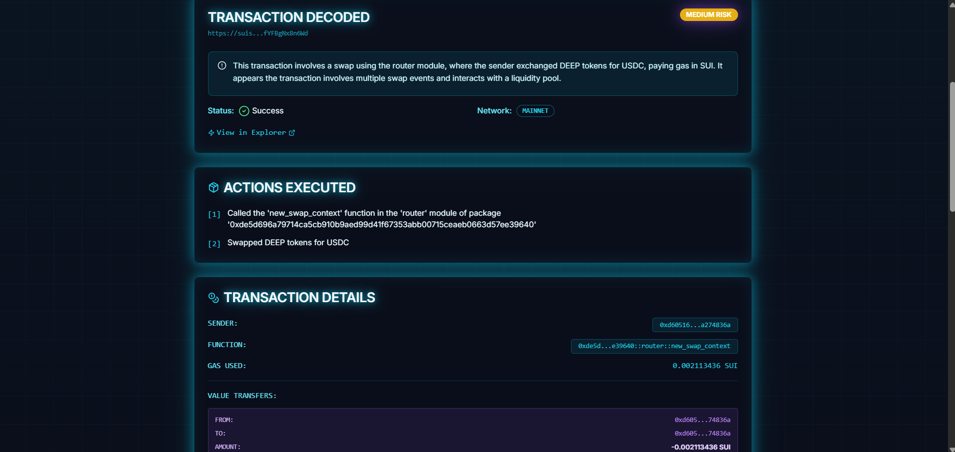 SUI TX DECODER - Screenshot 2 preview