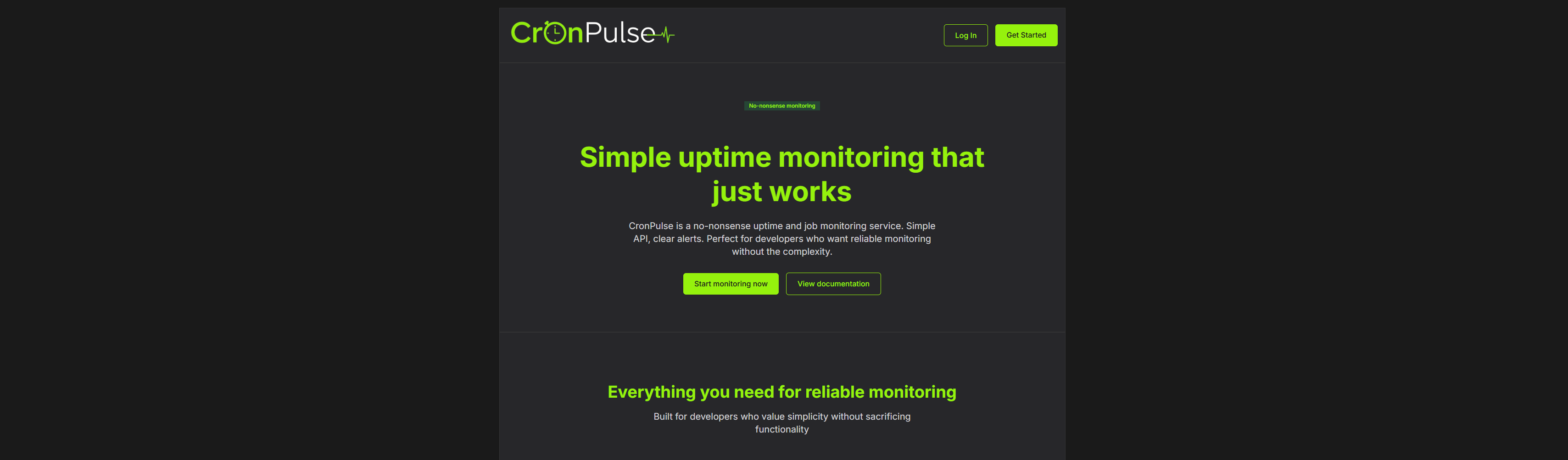 CronPulse - Main screenshot showing features and interface