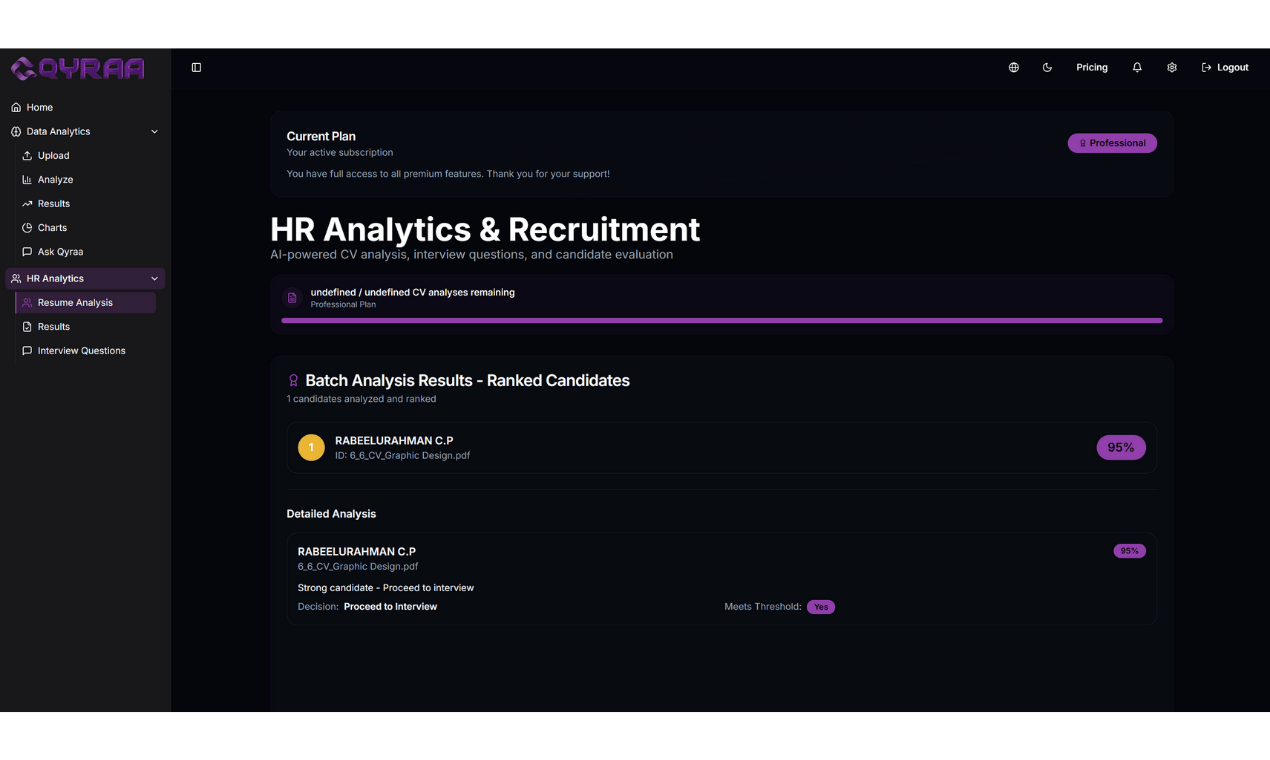 QYRAA.ai Understand Your Data Instantly  - Screenshot 3 showing product features and functionality