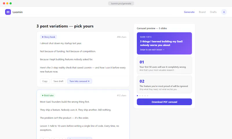 Loomin screenshot 1
