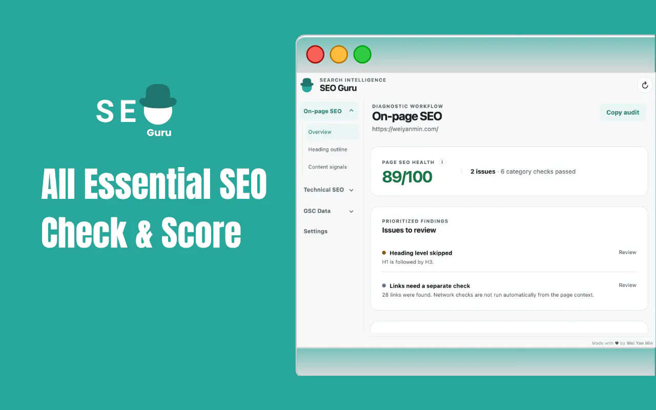 SEO Guru: Free SEO Checker + GSC