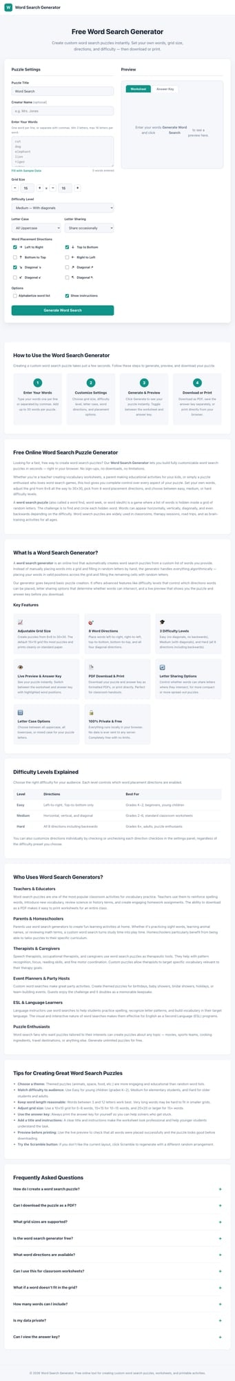 Word Search Generator - Product Hunt launch logo and brand identity