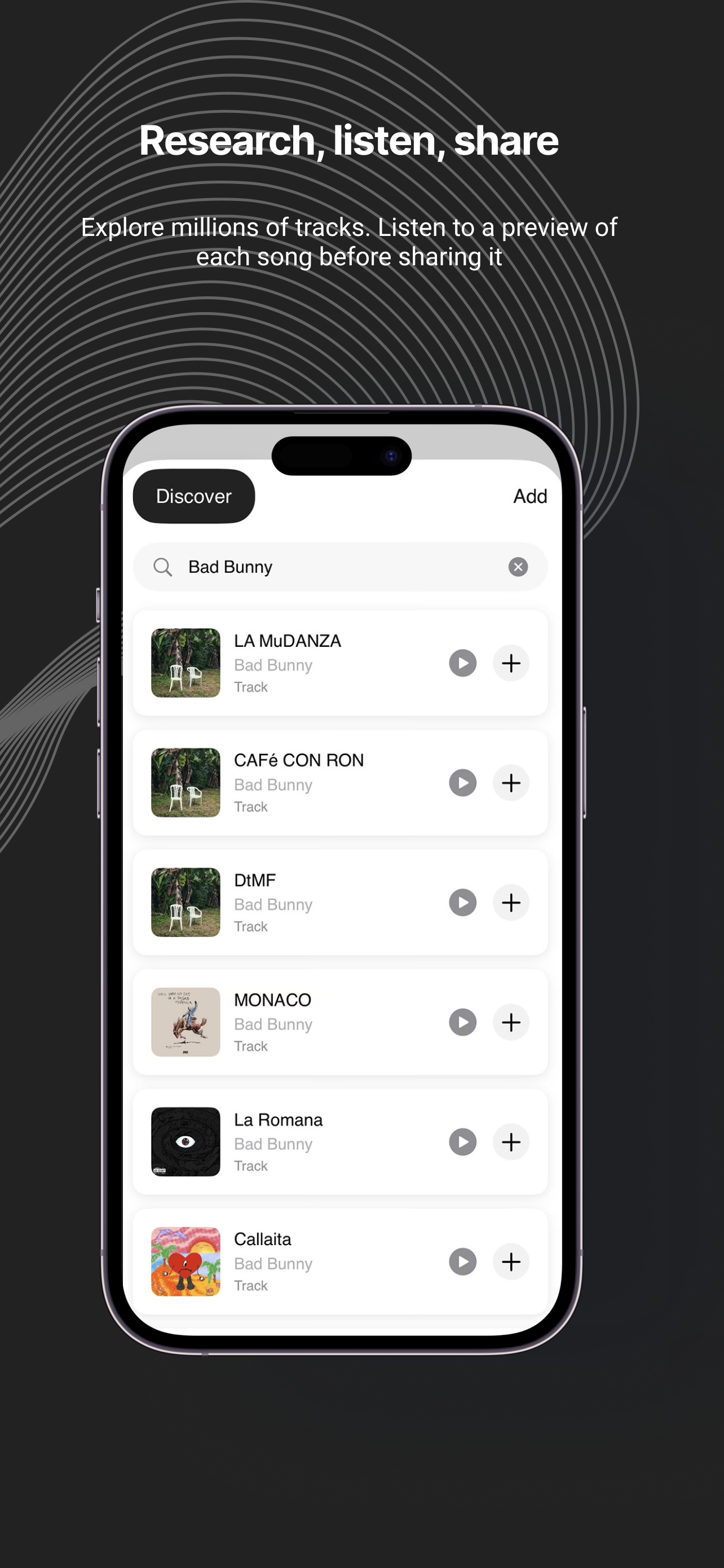 Discover - Share your music - Screenshot 4 showing product features and functionality