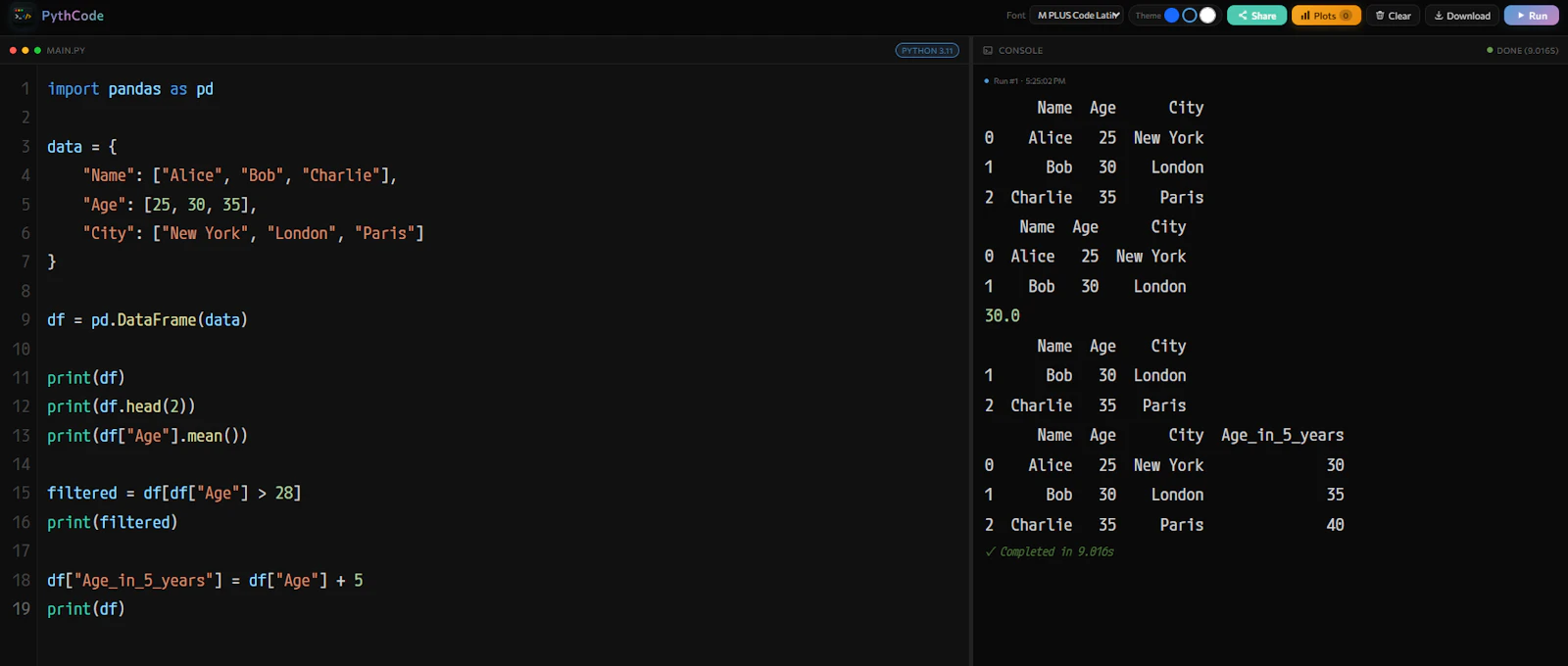 PythCode screenshot 2