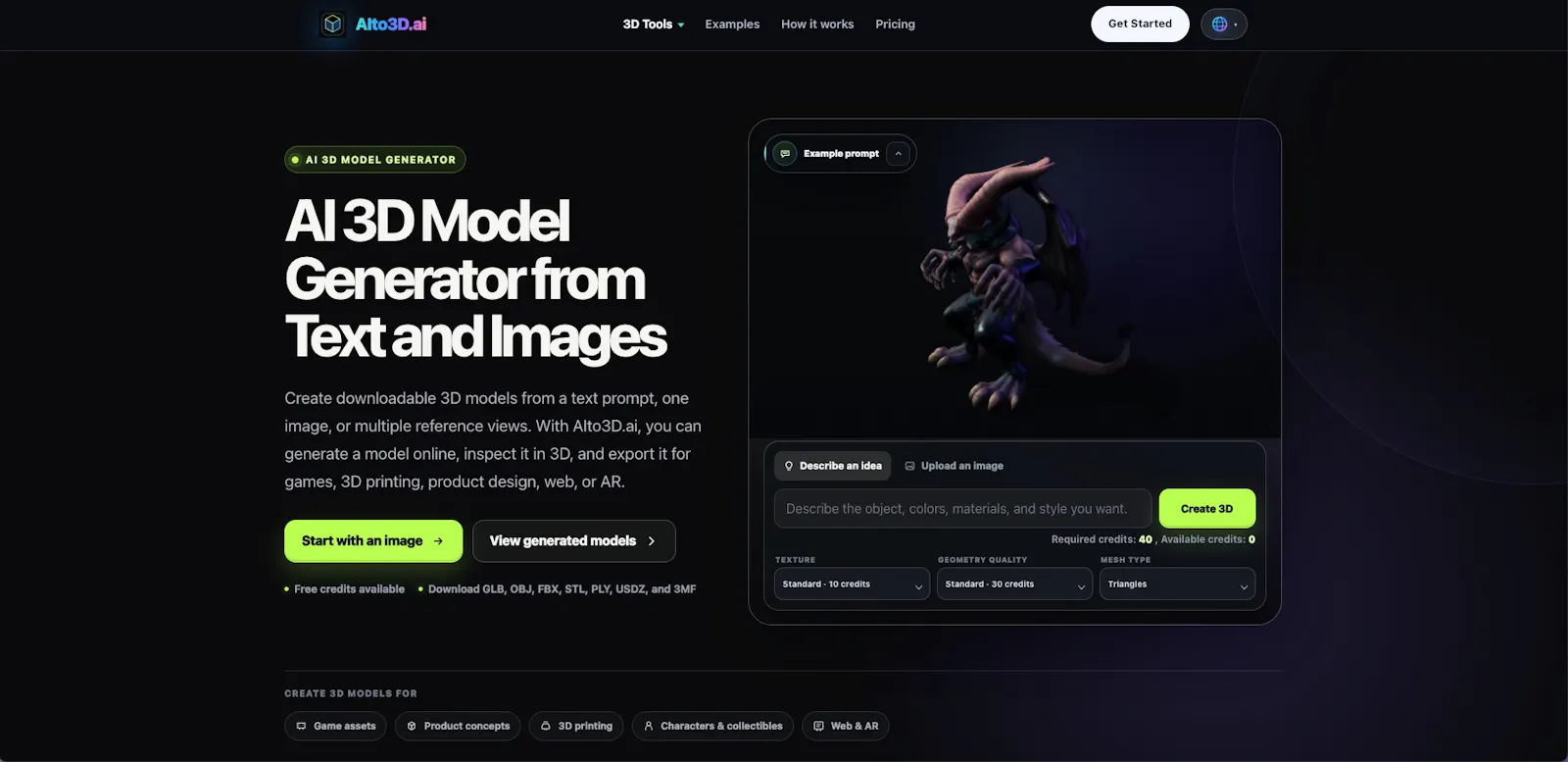 AIto3D.ai - online AI 3D Model Generator screenshot 1