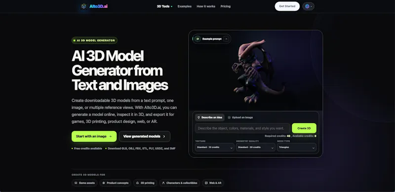 AIto3D.ai - online AI 3D Model Generator screenshot 1