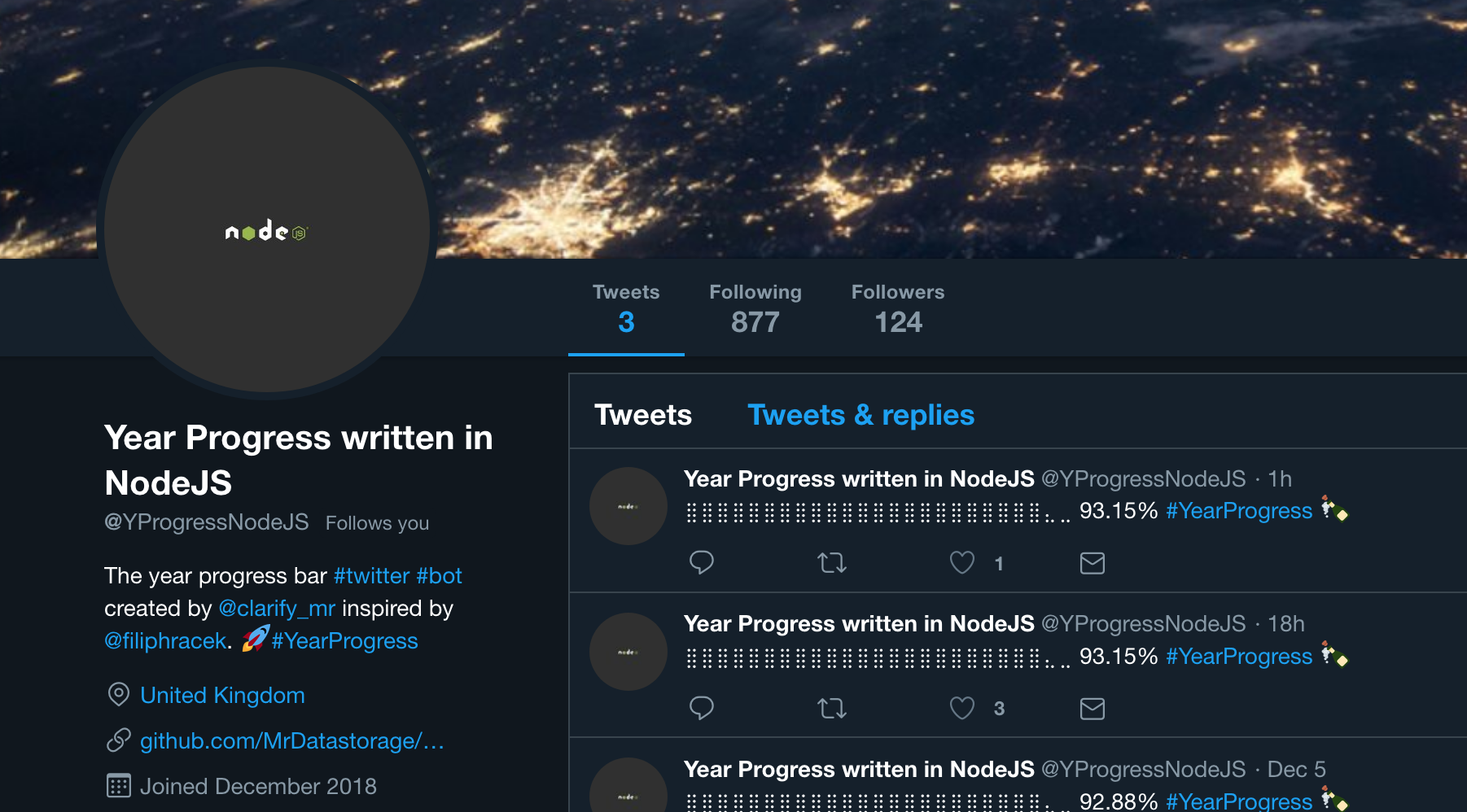 Year Progress written in NodeJS gallery image