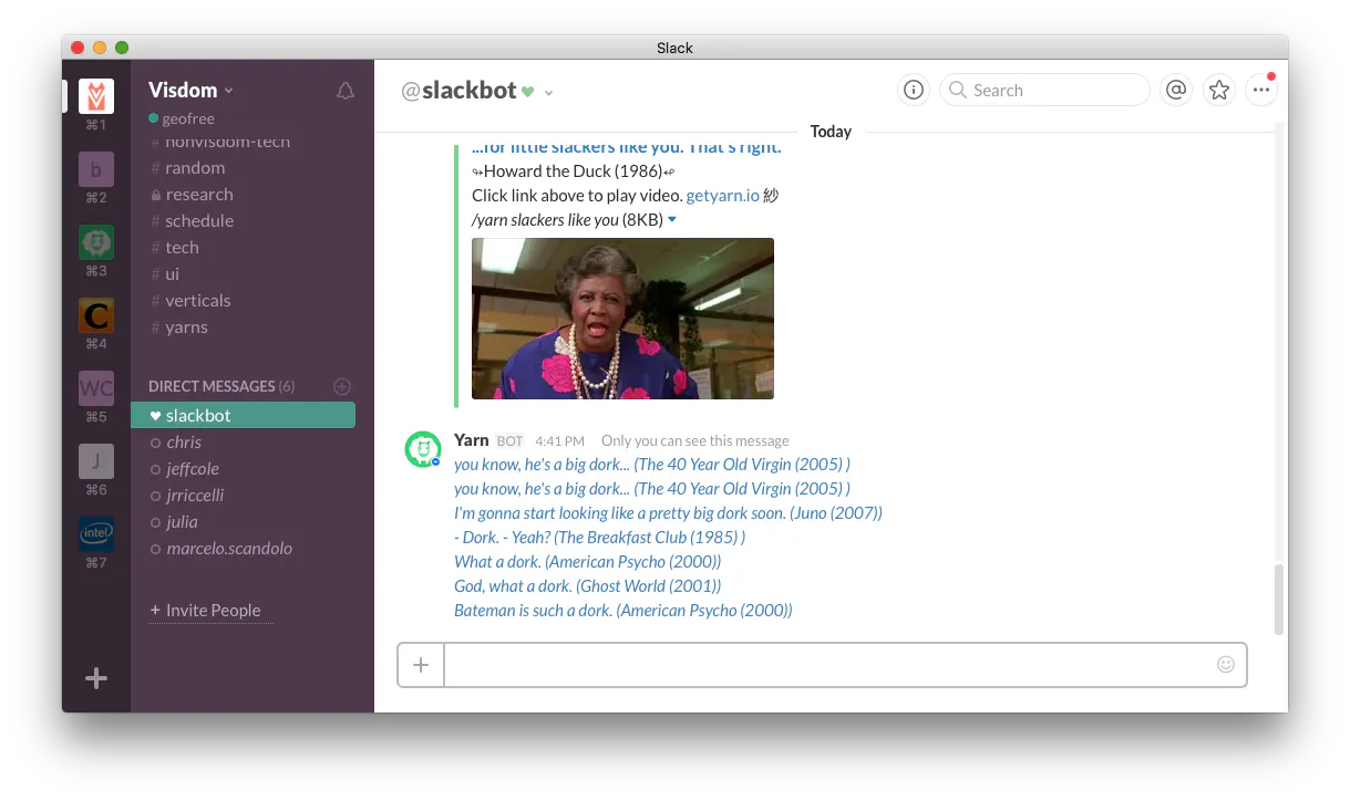 Yarn for Slack