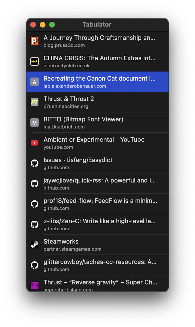Tabulator screenshot 4