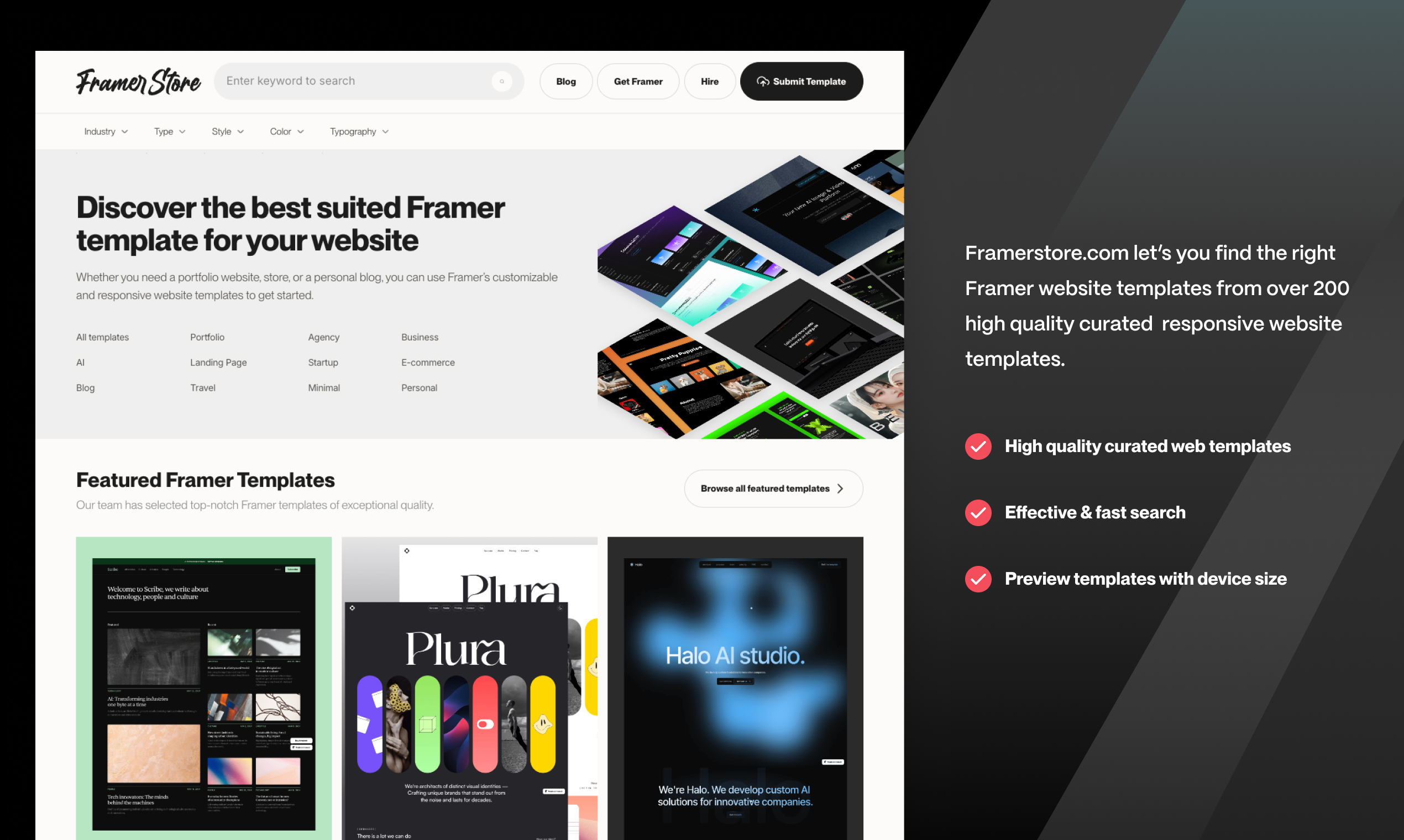 Framerstore - Куратор высококачественных шаблонов веб -сайтов, изготовленных в Framer медиа 1