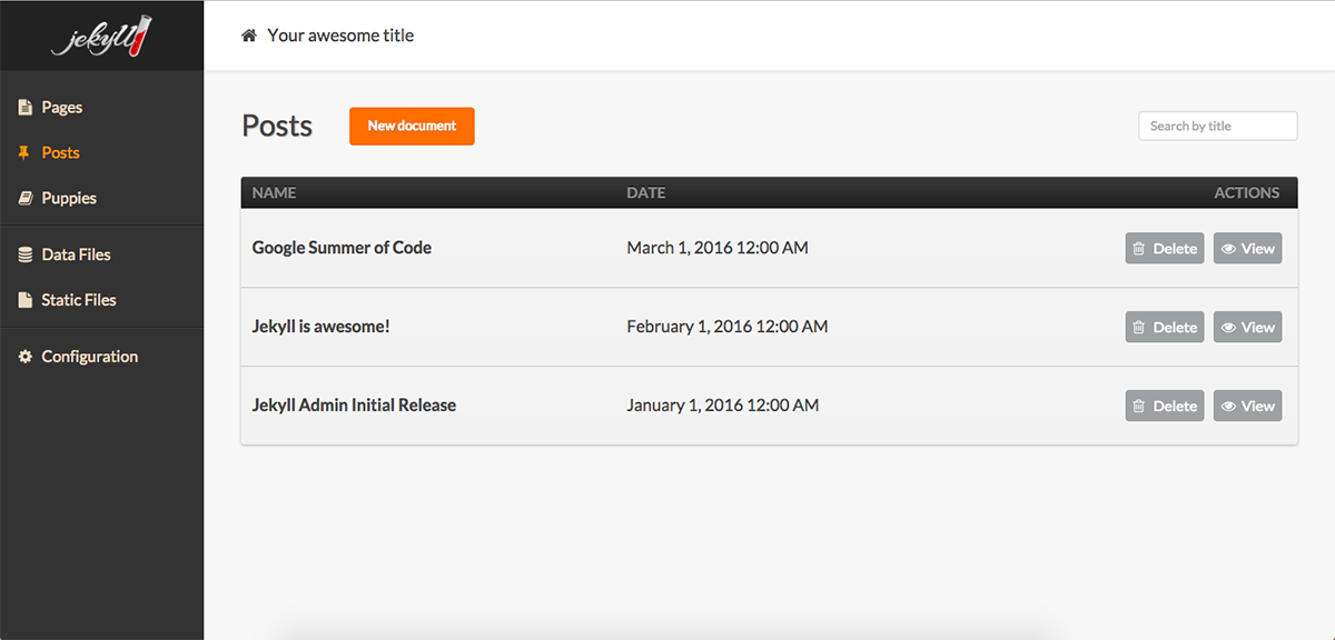 Jekyll Admin gallery image