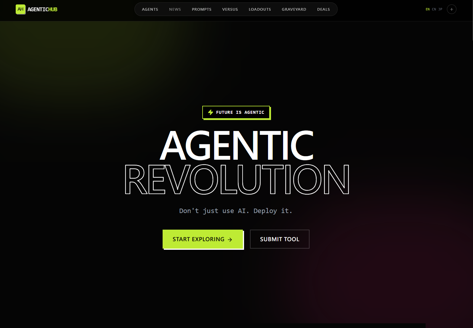 Agentic AI Hub - Main product screenshot demonstrating key features and user interface