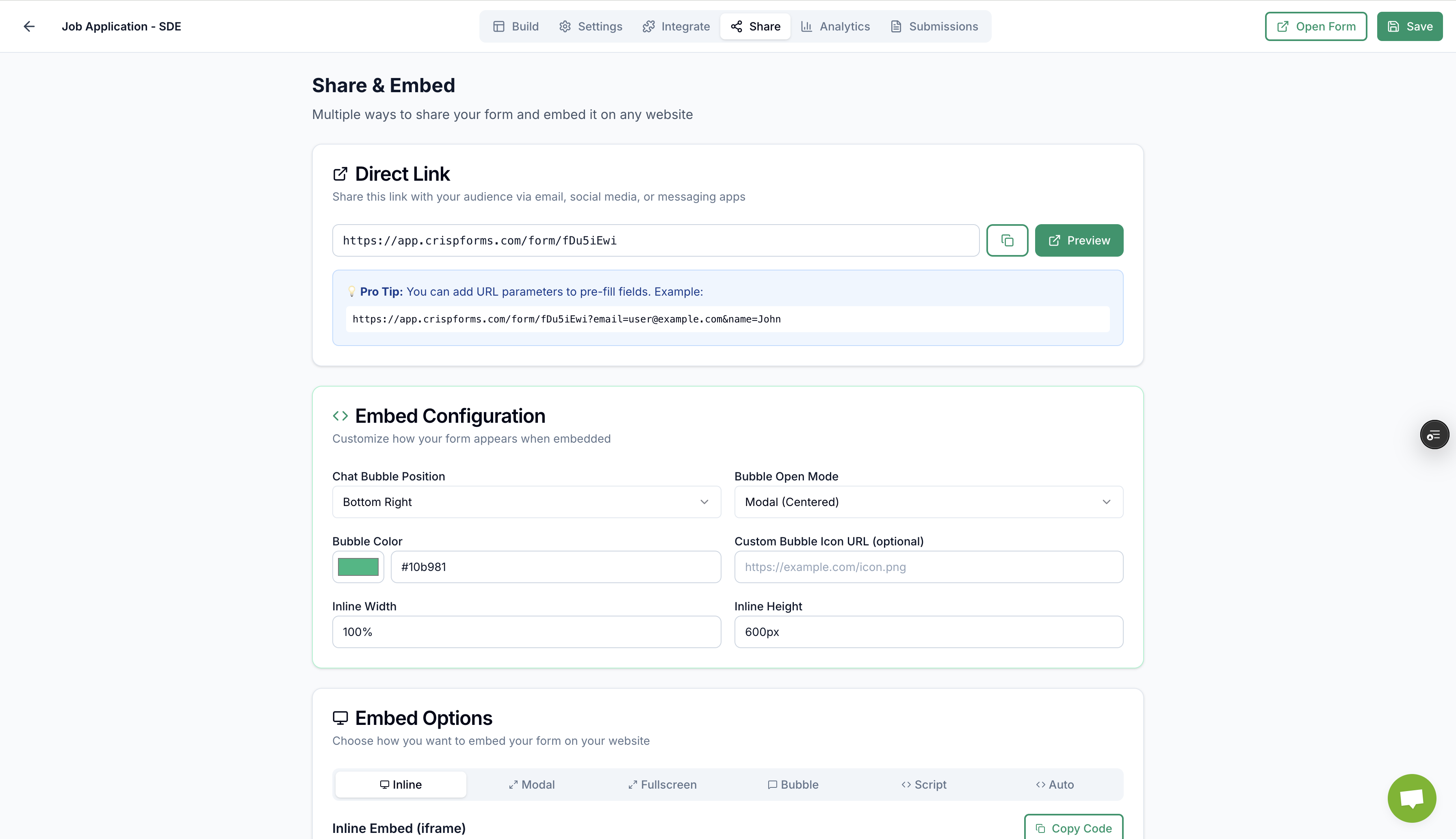 Crispforms - A Free TypeForm Alternative gallery image