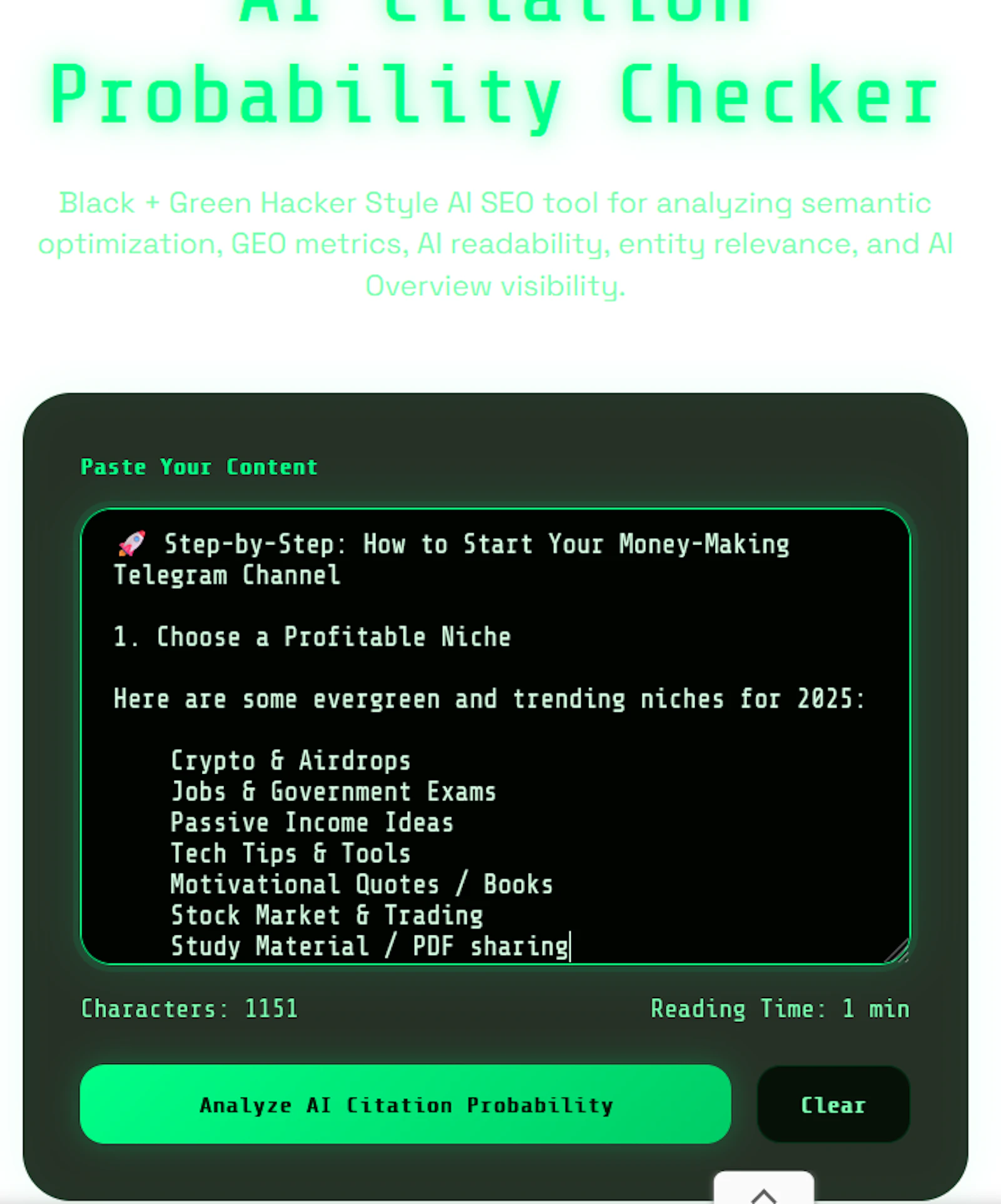 AI Citation Probability Checker  screenshot 9