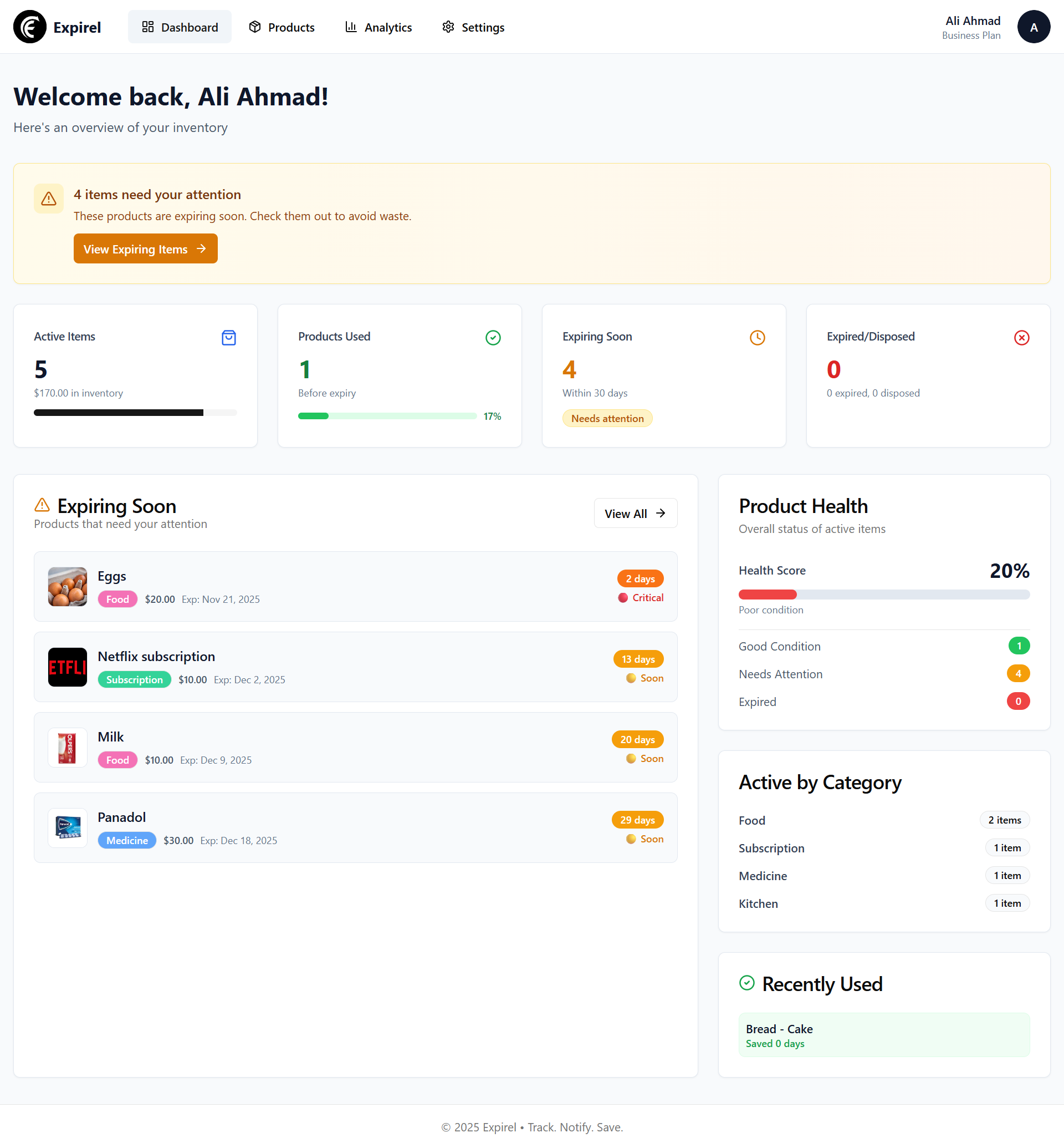 Expirel - Screenshot 4 showing product features and functionality