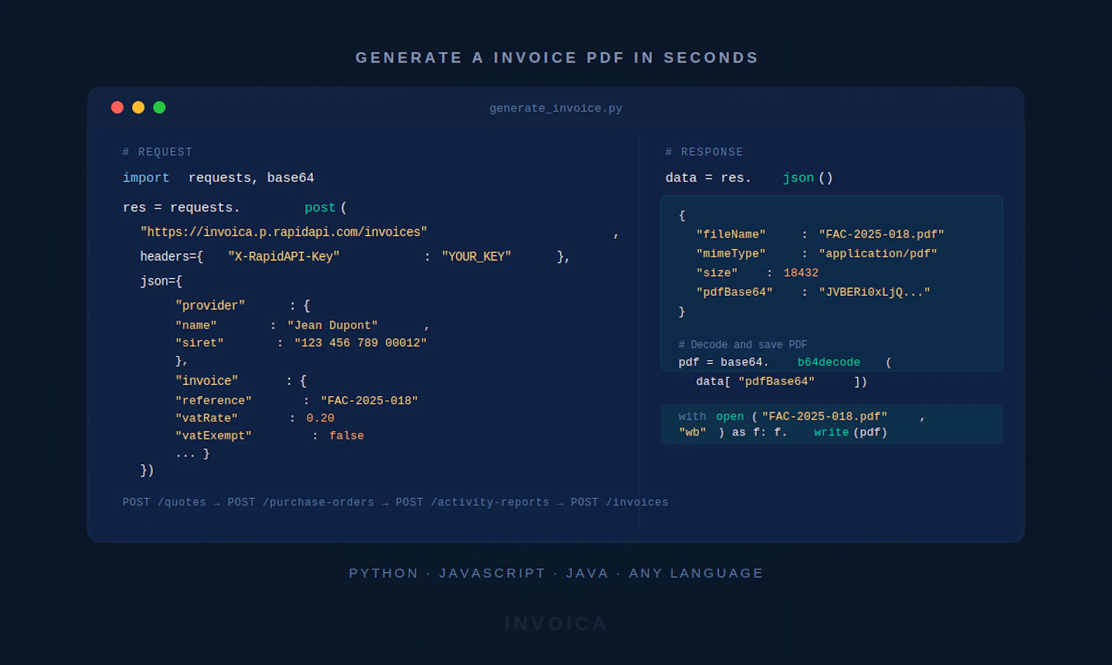 Invoica — PDF API for Freelancers screenshot 3