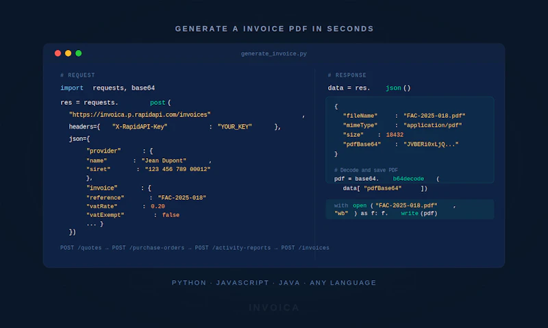 Invoica — PDF API for Freelancers screenshot 3