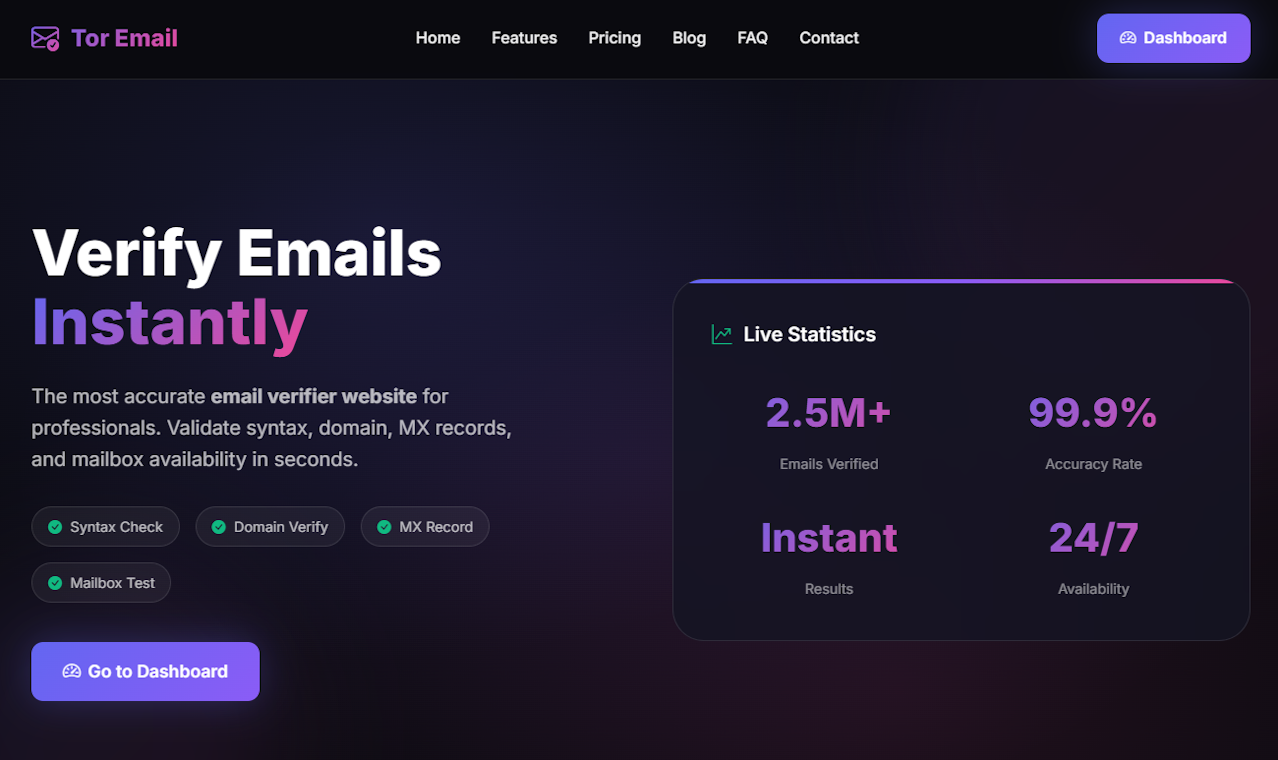 Tor Email - Screenshot 3 showing product features and functionality
