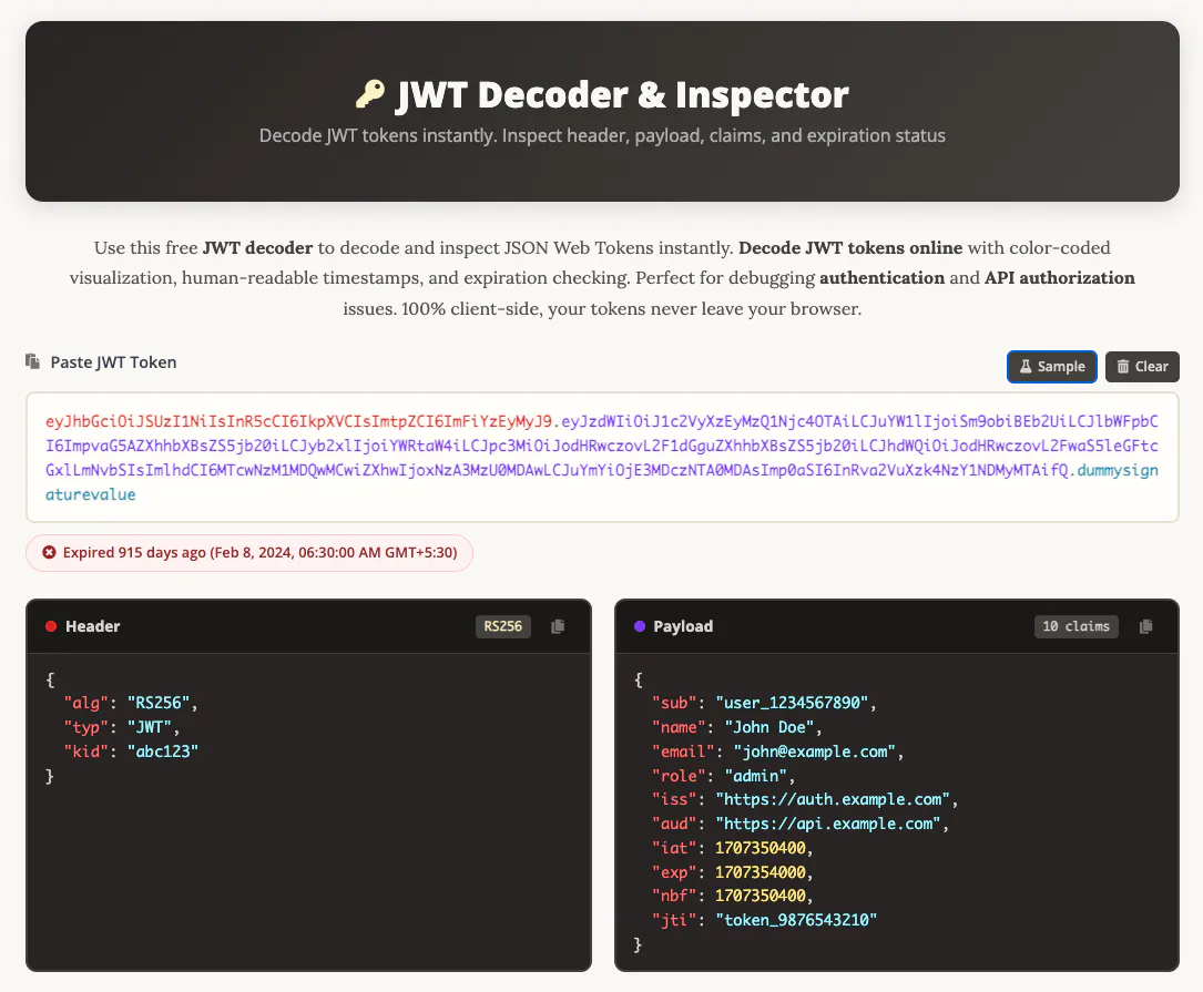 JWT Decoder & Inspector screenshot 1