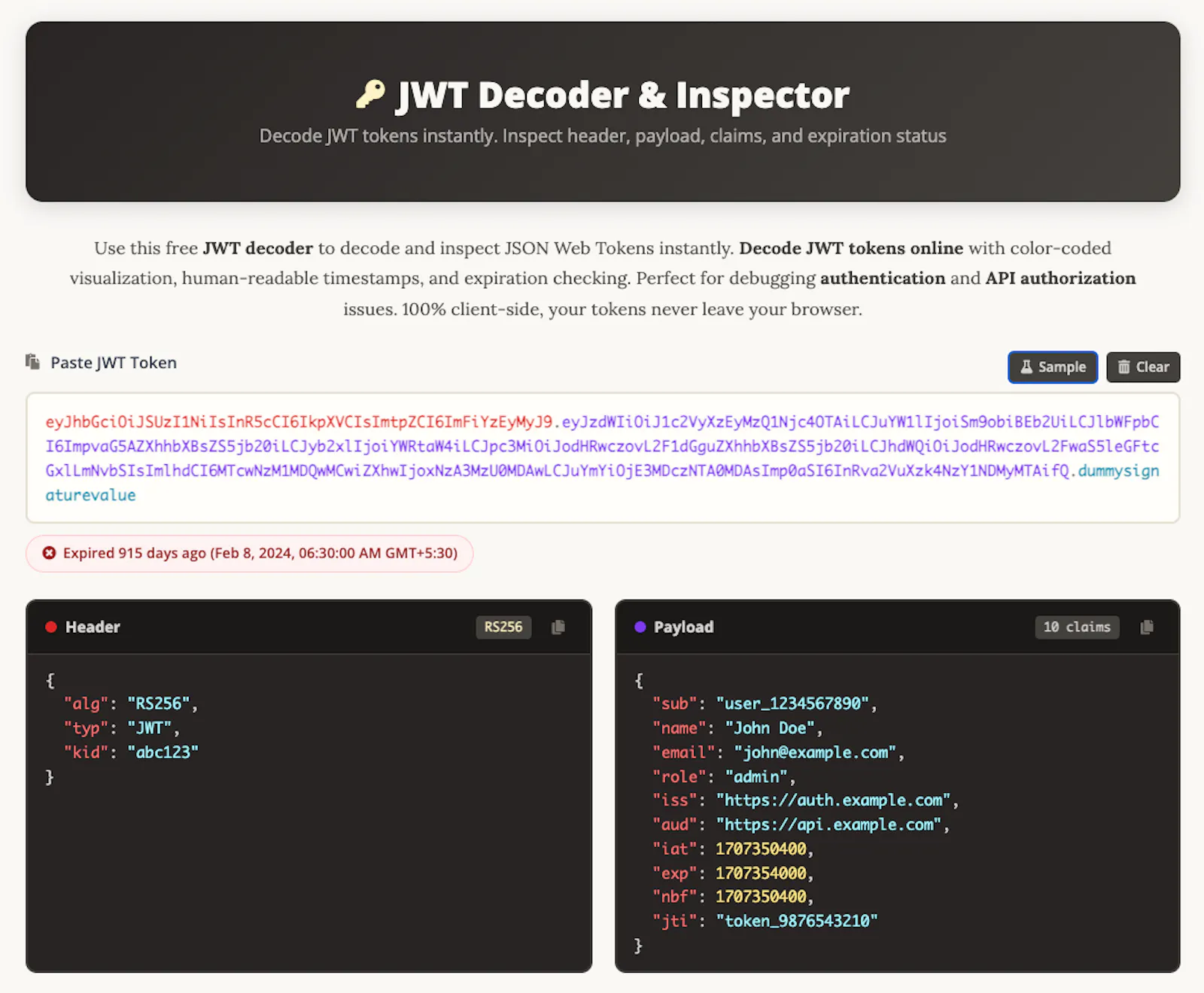 JWT Decoder & Inspector screenshot 1