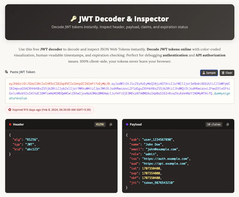 JWT Decoder & Inspector screenshot 1