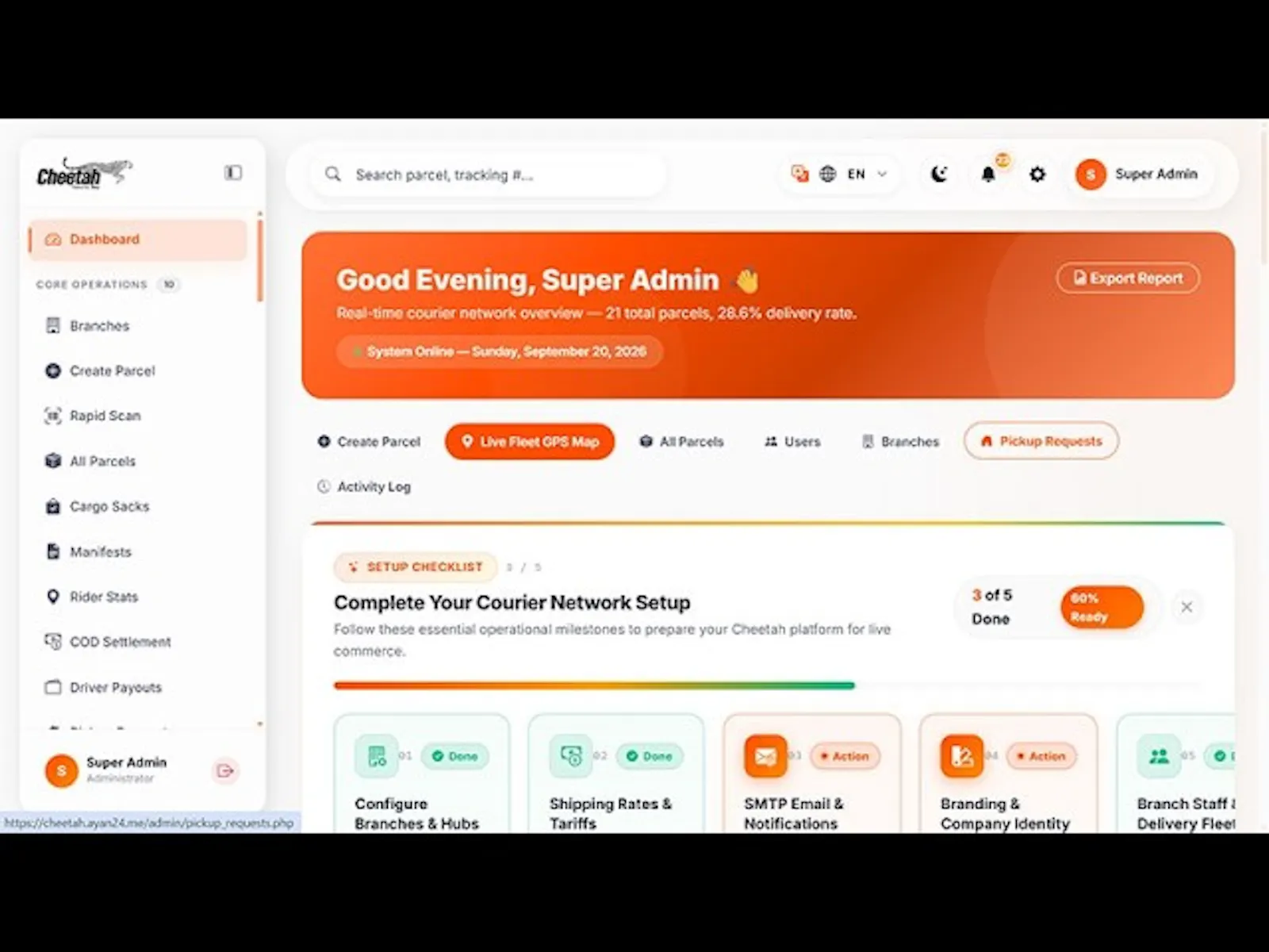 Cheetah Courier Management System & WMS screenshot 1 (video preview)