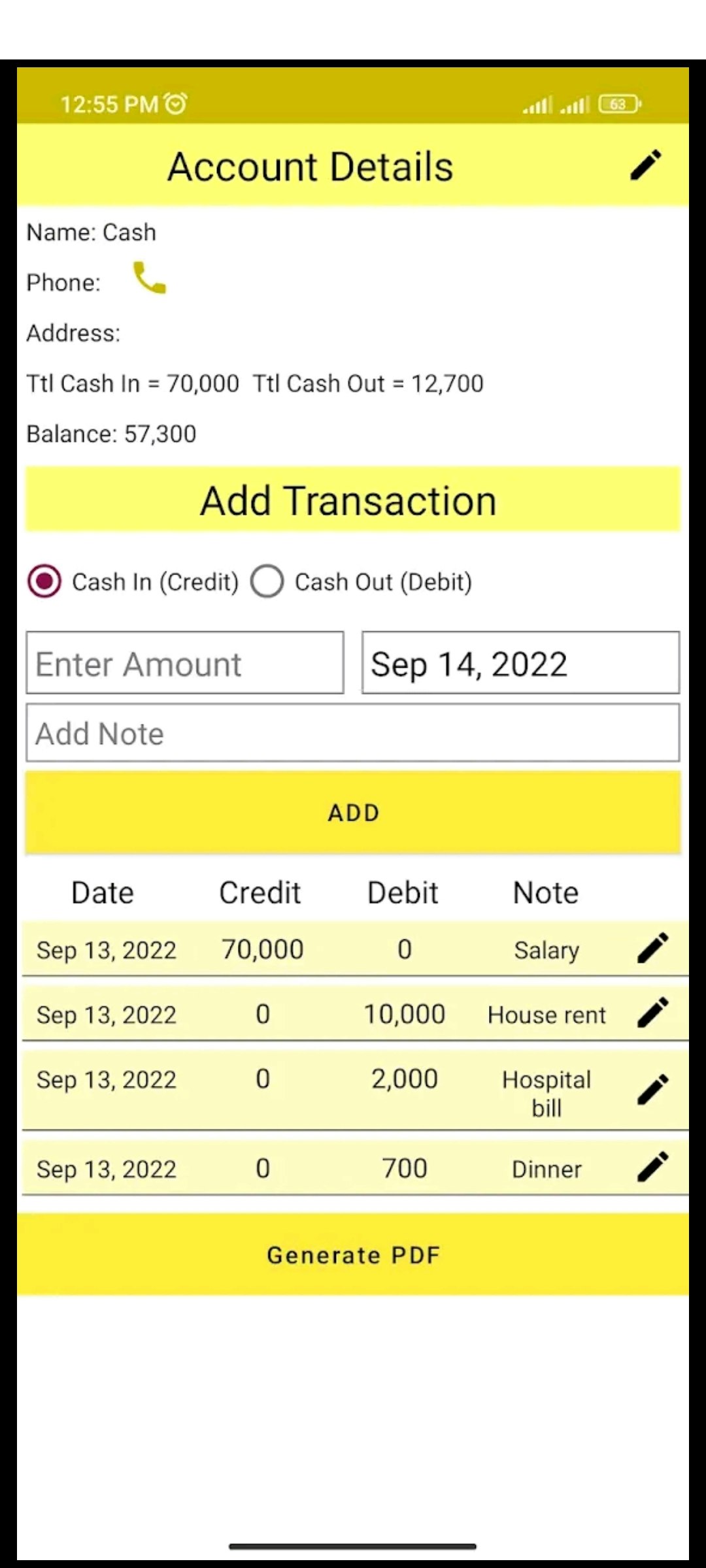 Account Managing App