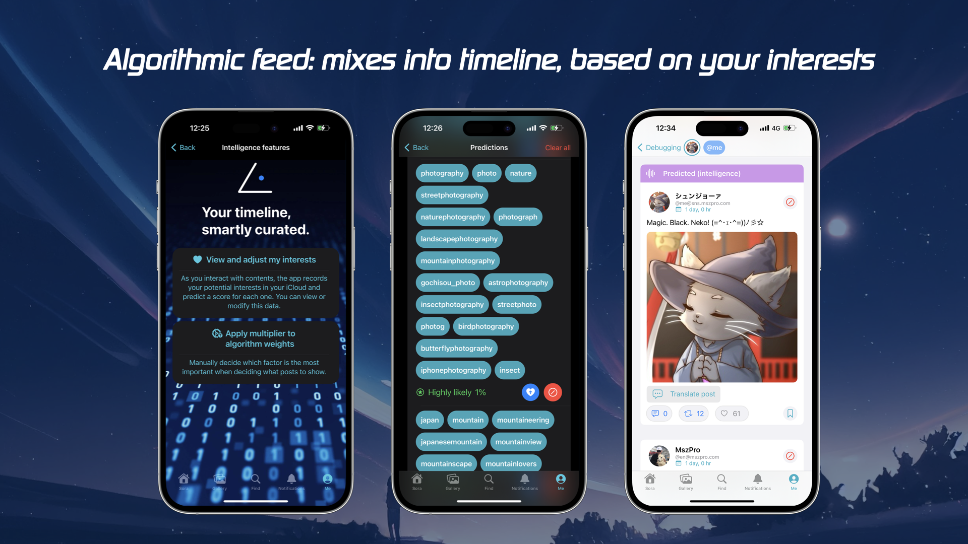 Sora ios para Mastodon, Bluesky, Firefish - Una aplicación para las populares plataformas de Fediverse Feed algorítmico media 2