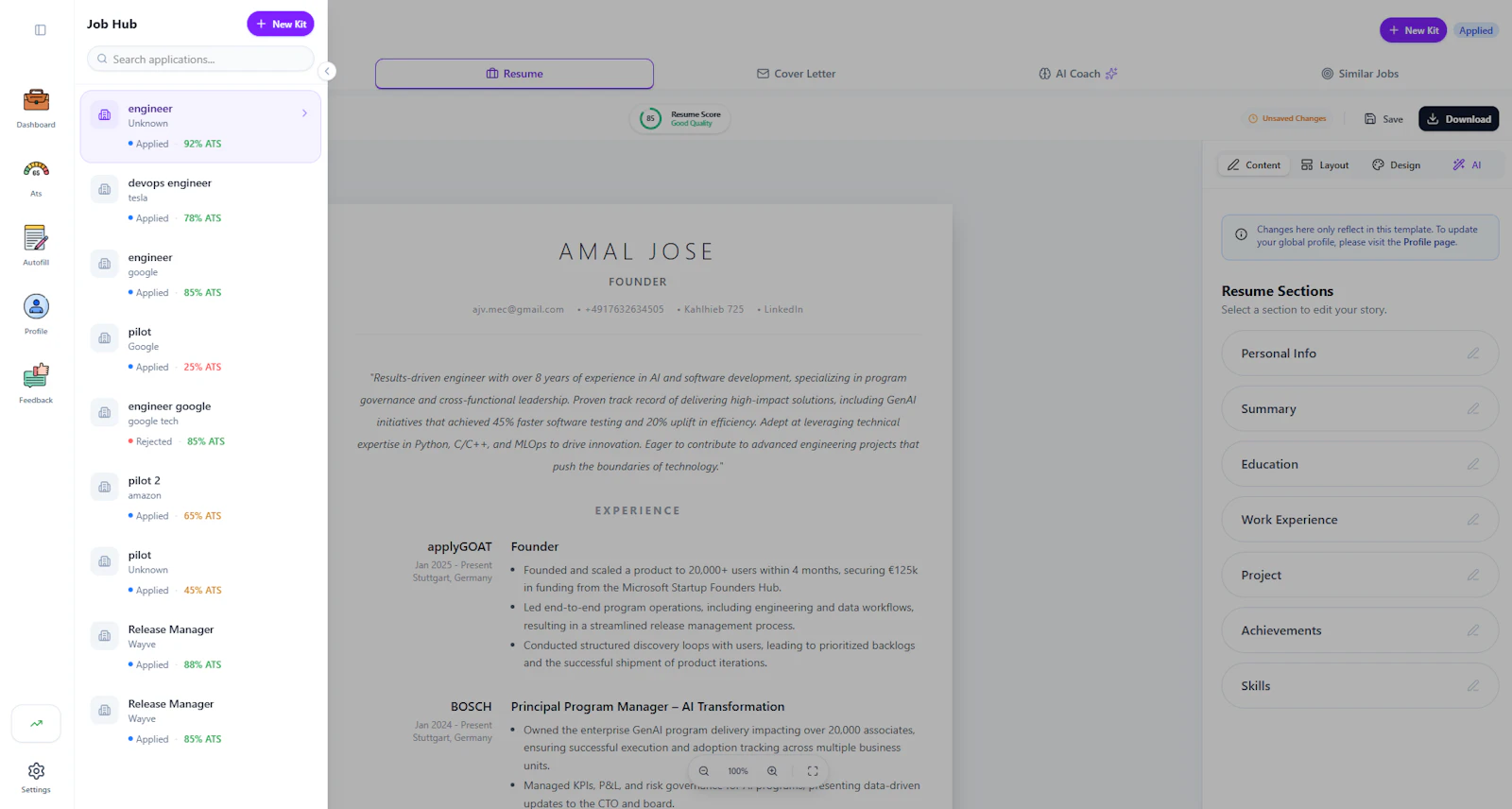 applyGOAT: 20k+users/80+countries/1month screenshot 7