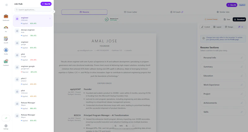 applyGOAT: 20k+users/80+countries/1month screenshot 7