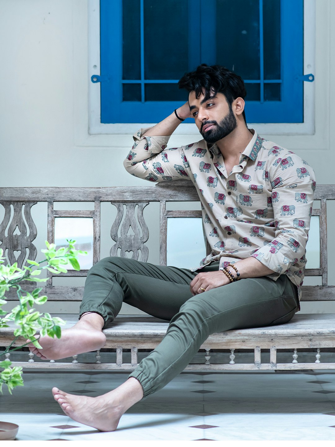 Buy Khakhi Elephant Block Print shirt