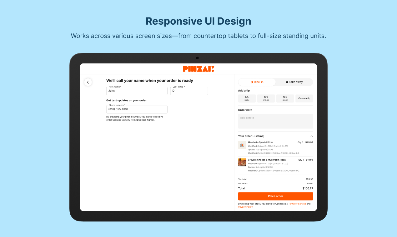 Connexup Self-ordering Kiosk App - Screenshot 3 preview