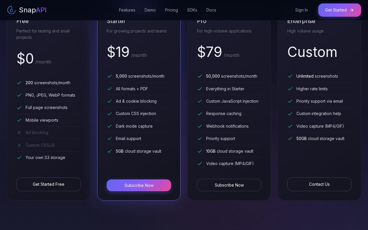 SnapAPI - Screenshot 3 showing product features and functionality
