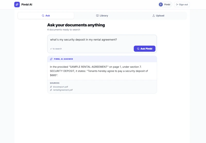 Pimbl – AI Document Vault screenshot 2