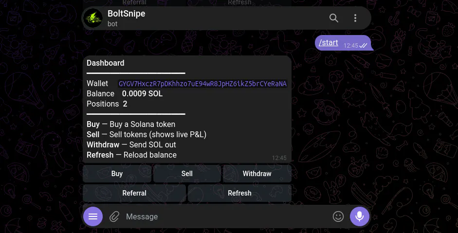 BoltSnipe — Solana Trading Bot gallery image
