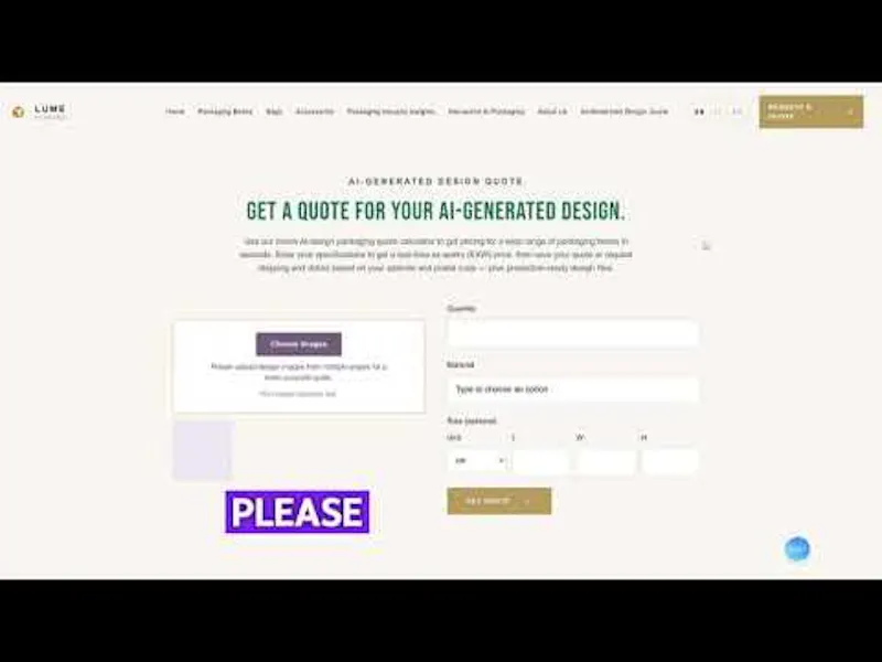 Online Quote Tool for AI Packing Designs screenshot 1 (video preview)