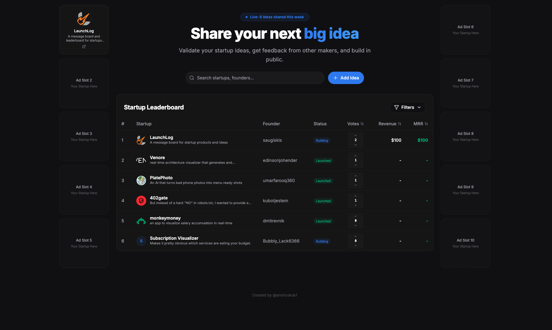 LaunchLog - Main product screenshot demonstrating key features and user interface