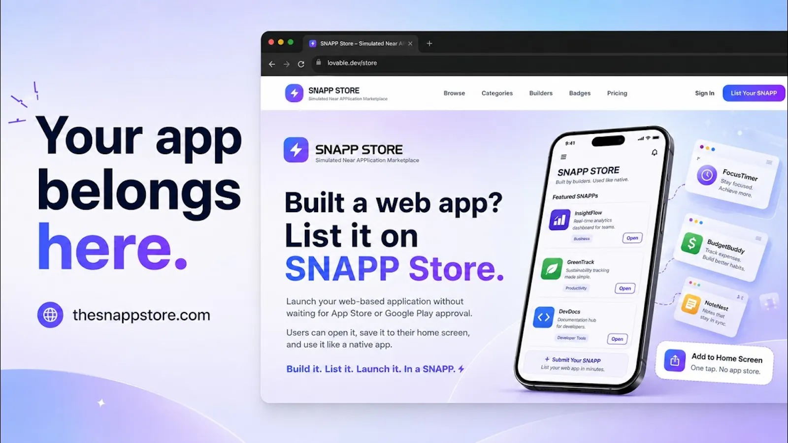 SNAPP Store — Web App Marketplace screenshot 1 (video preview)