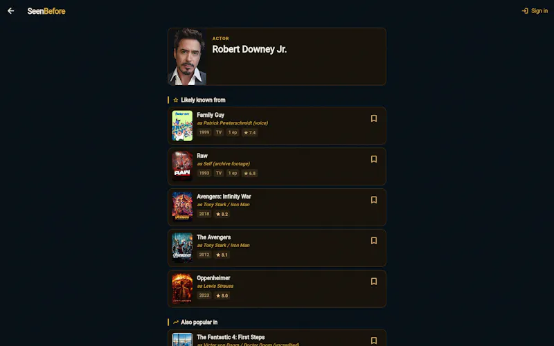 SeenBefore screenshot 2