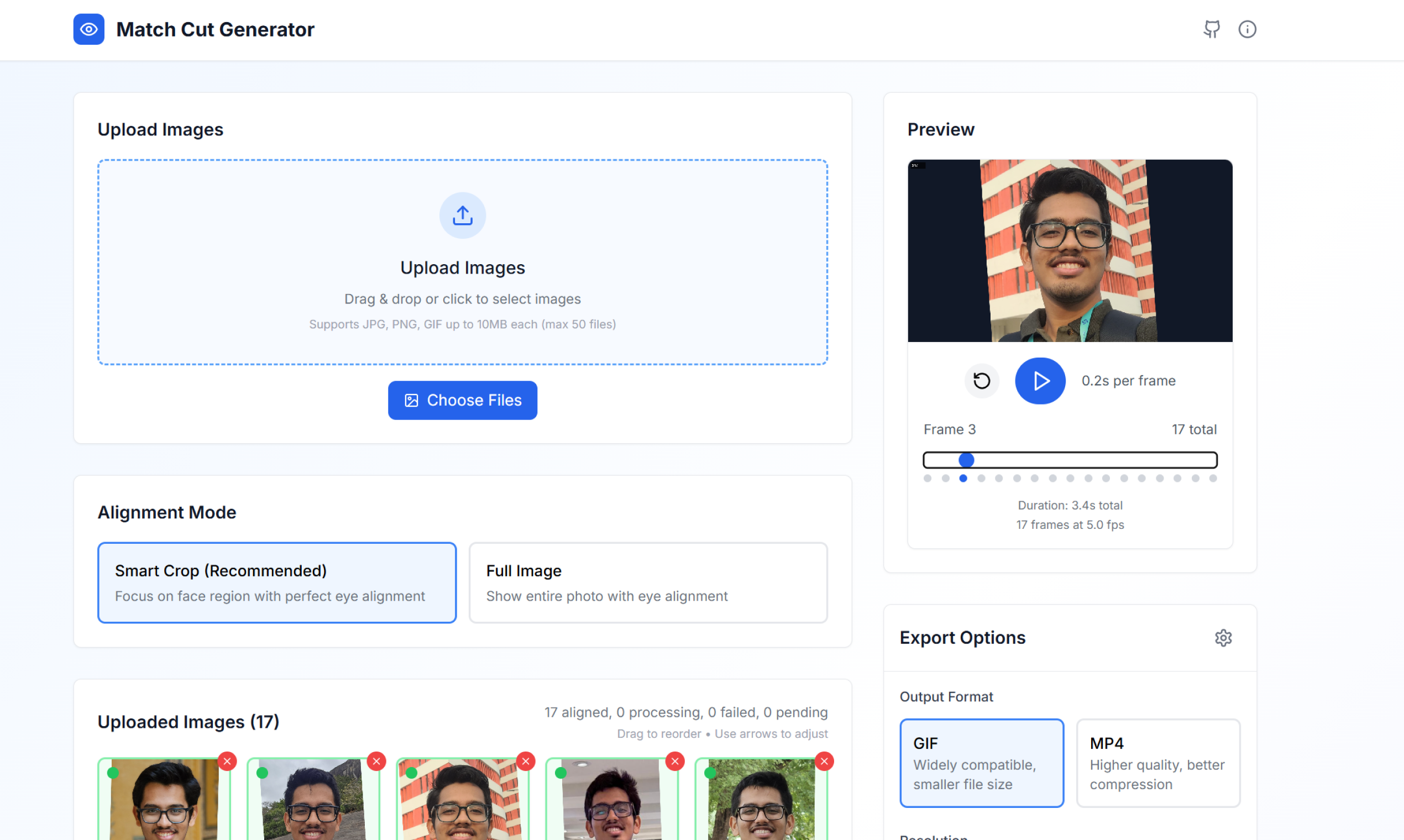 Face Match Cut Generator - Upload Photos, Generate Eye-Aligned Animations in Seconds media 3