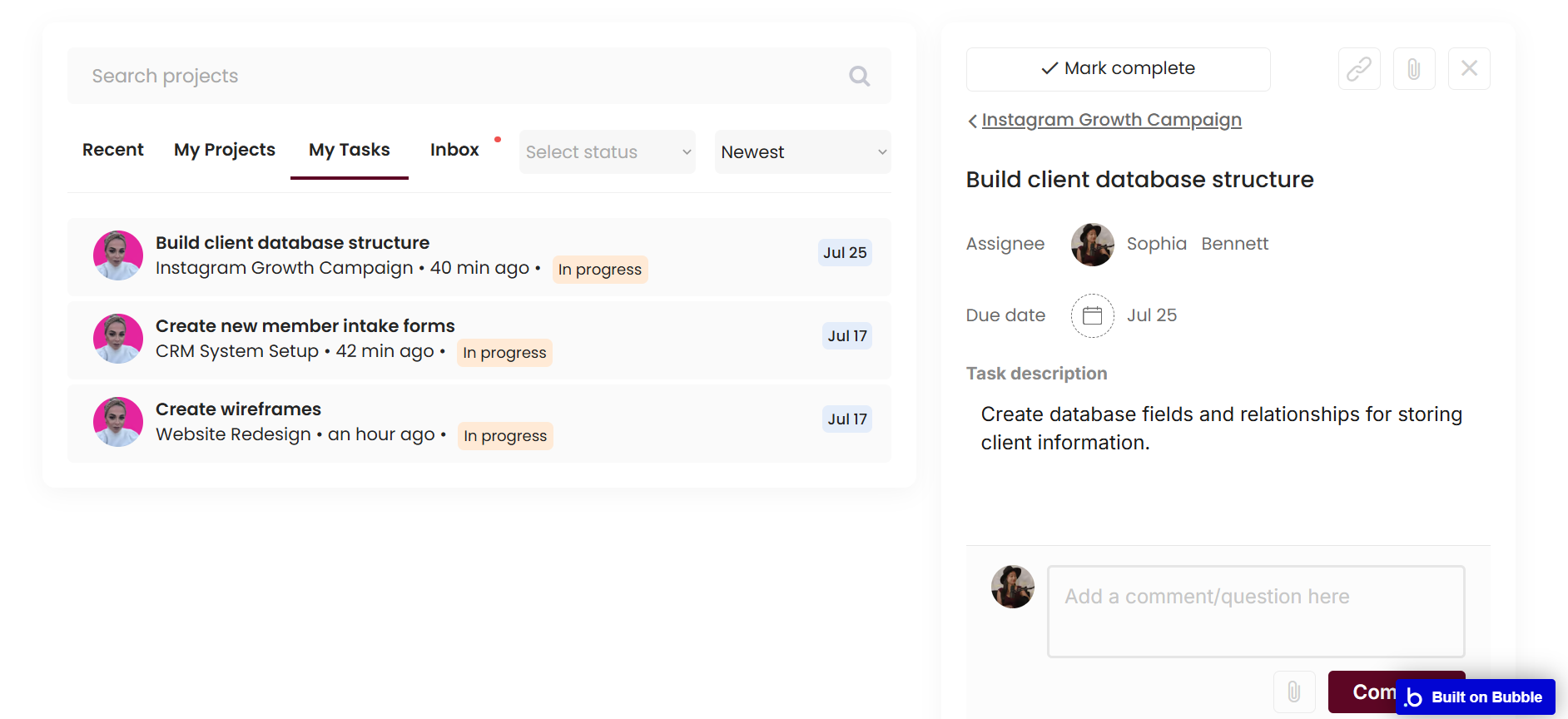 SaaS CRM for clients, projects, tasks gallery image