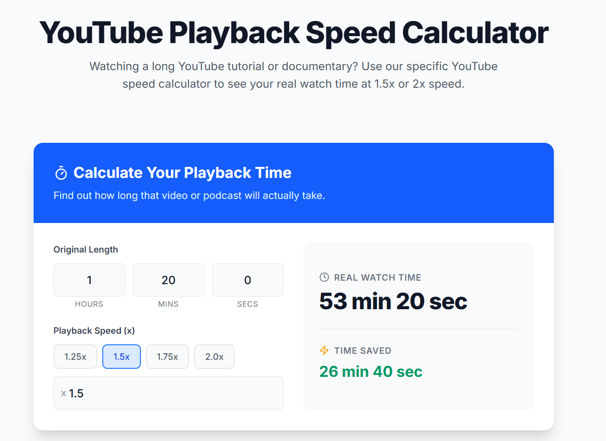 Playback Speed Calculator gallery image