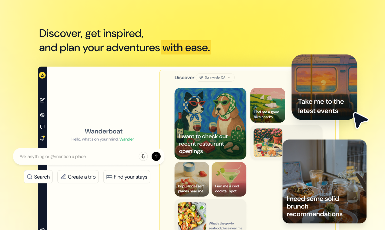 Wanderboat 2.0 - AI kısayolunuz yemek, görmek ve yapmak için en iyi yerlere kısayol medya 3