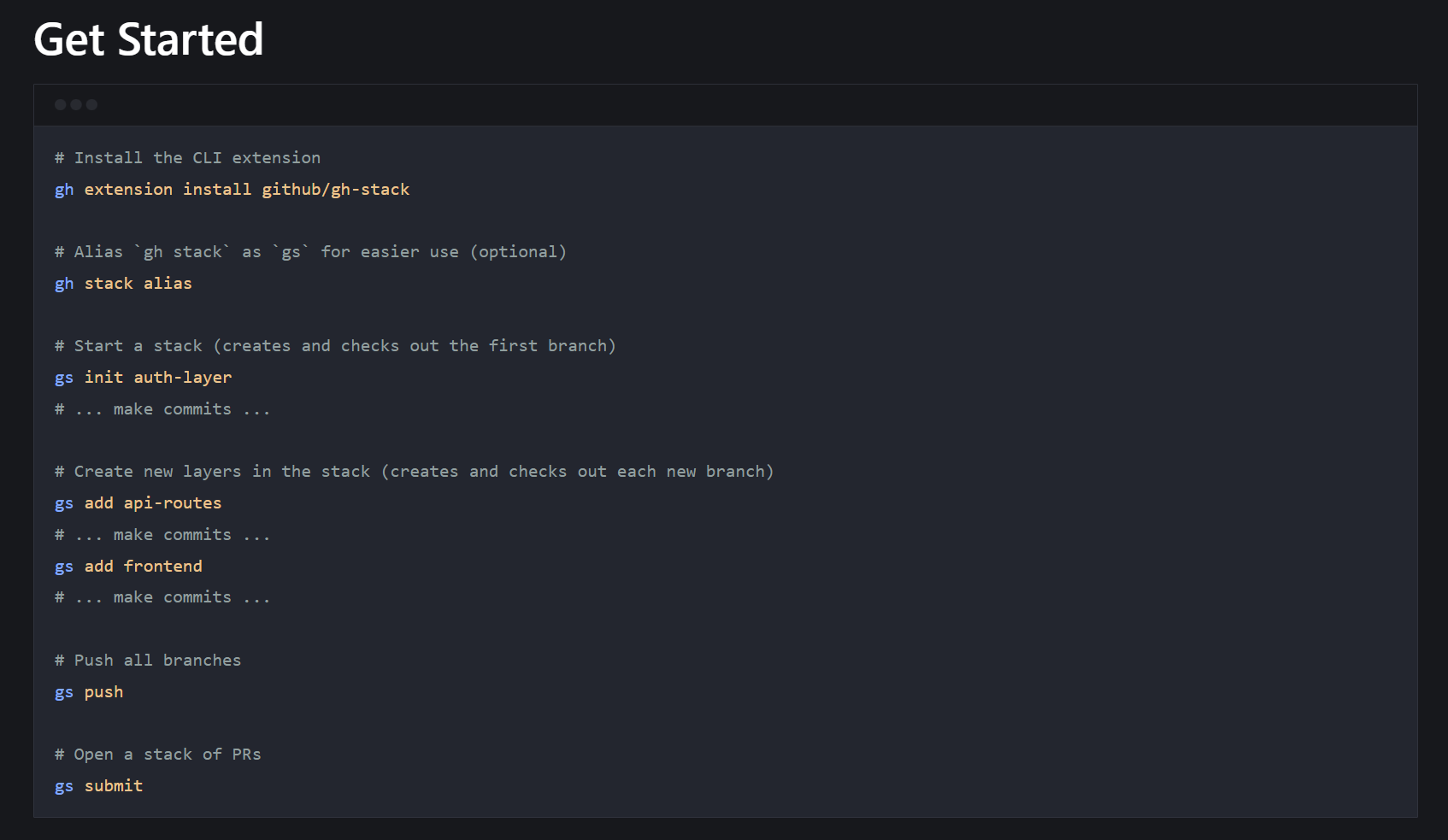 GitHub Stacked PRs gallery image