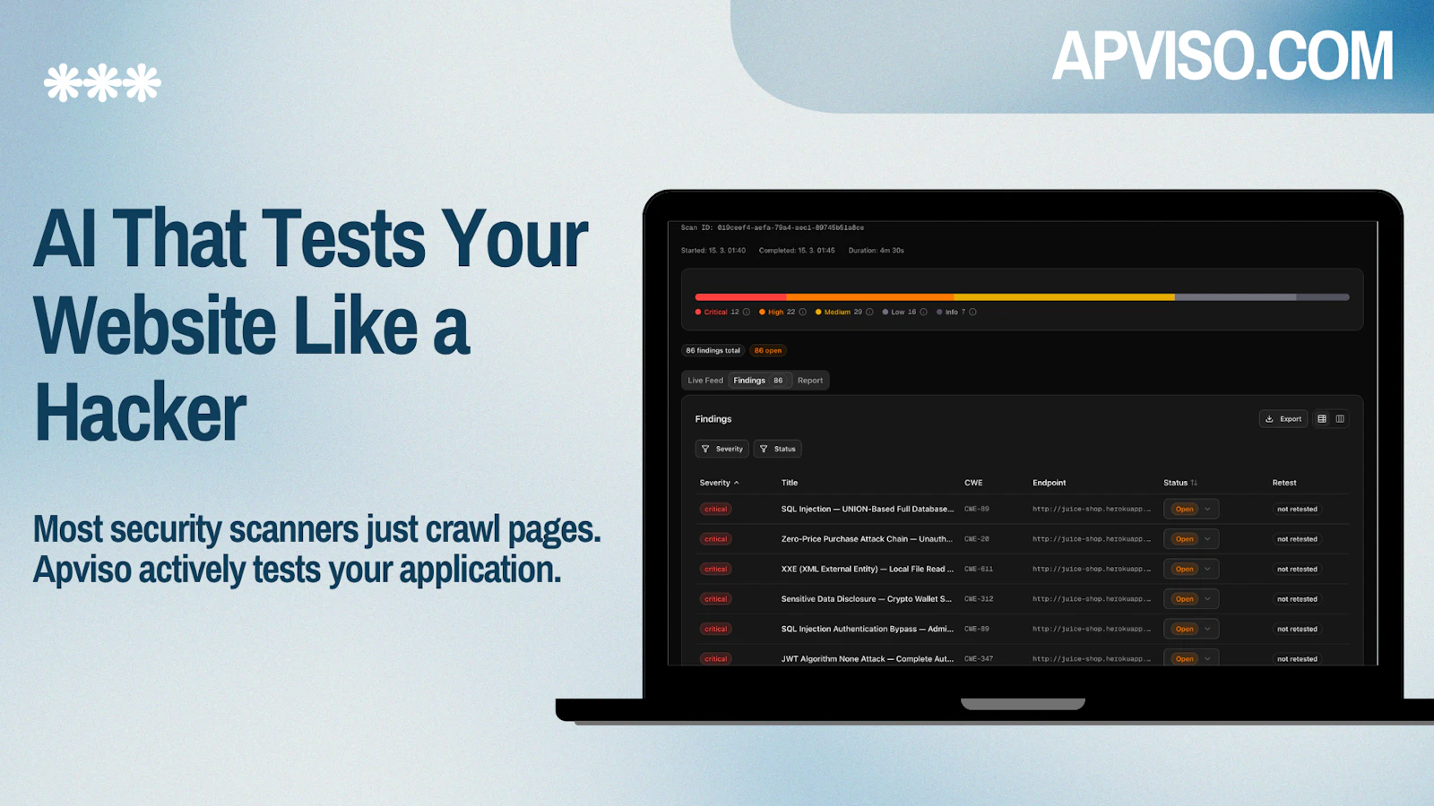 APVISO AI Pentester for Websites screenshot 2