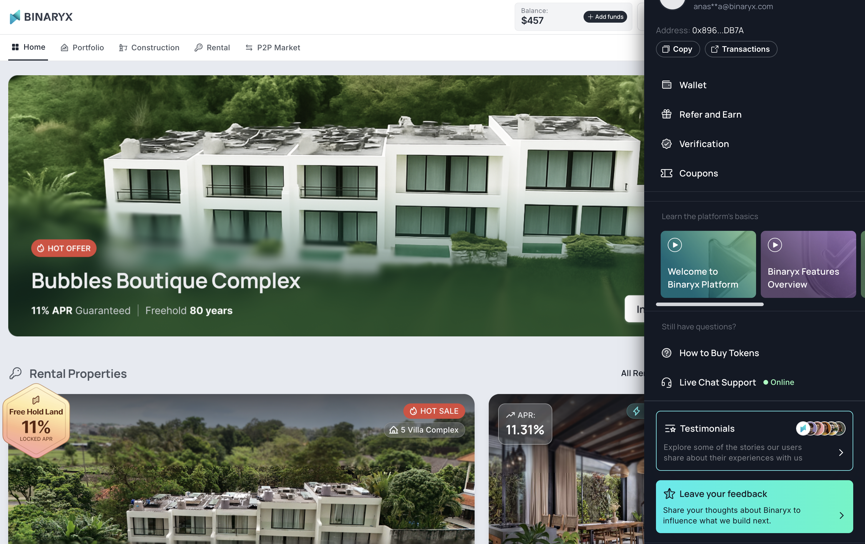 Binaryx Platform - Screenshot 2 showing product features and functionality